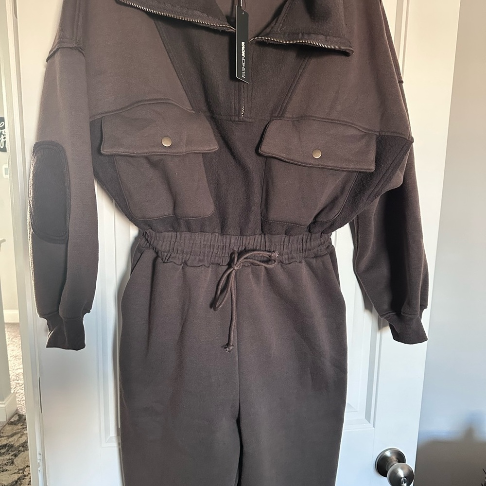 Brown Jumpsuit with Pockets
